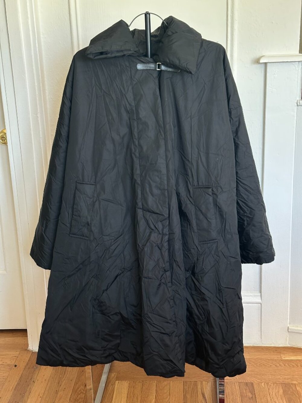 Ritva Falla Oversized Cocoon Coat | Finnish Designer Black Technical Jacket